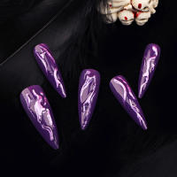 Uñas de Almendra Extra Largas Color Morado con Decoración 3D Ideal para Mancuración de Mujeres, Chicas, Hombres - details 1