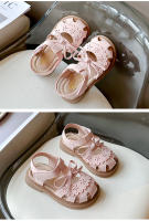Niñas arco zapatos de bebé 2025 verano nueva bolsa de los niños cabeza sandalias niñas princesa zapatos de suela blanda - details 4