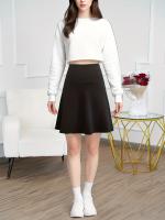 Faldita de cintura alta para mujer de rodilla con 5 bolsillos - Poliéster elástico, dobladillo dividido, color sólido para tenis y golf, negro, falda de golf |   Diseño de falda elegante |   Tejido de estiramiento medio - details 0