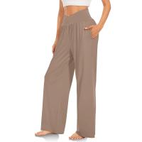 Pantalones De Algodón Y Lino Para Mujer Estilo Casual Cintura Baja De Temporada Todo El Año Pantalones Rectos Caídos De Pierna Ancha Color Sólido De Media Altura - details 18