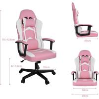 Reclinable con Cojín Lumbar y Cervical |   Respaldo Alto Acolchado |   Altura ajustable |   Ruedas Giratorias 360 °   y Reposabrazos |   Ideal Ordenador, Oficina, Videojuego o Escritorio - details 29