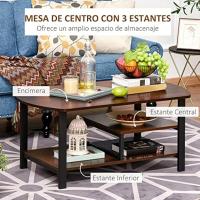 Mesa de Centro Mesa de Café con 2 Estantes para Salón Sala de Estar Dormitorio Estilo Vintage Madera 100x60x46 cm - details 3