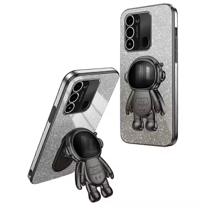 Cubierta trasera con soporte de astronauta de dibujos animados para Transsion Tecno Spark Go 2022/ Spark 8C 4G/ Spark 9 4G - 1