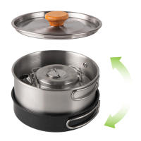 Cocinas de acero inoxidable para exteriores, de 4 piezas juego familiar, portátil, para Picnic, sopa, freír, vaporera, para el hogar - details 17