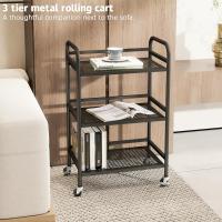 Carrito Cocina,Carro Auxiliar de Metálicos de 3 Niveles Cocina o Multiuso con Ruedas,para el hogar,60×30×75cm,Blanco - details 24