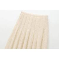 Falda midi semitransparente con lentejuelas bordadas para mujer, vintage, de cintura alta, plisada, línea A, faldas para mujer - details 2