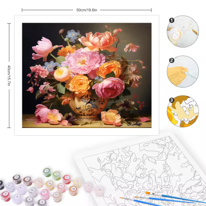 RUOPOTY-pintura acrílica por números con Marco, cuadro de flores coloridas, decoración del hogar - 1