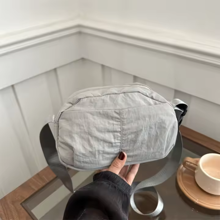 Bolso cuadrado de nailon de secado rápido, bandolera de gran capacidad, bandolera con cremallera, Color sólido, riñonera versátil para estudiante - 1