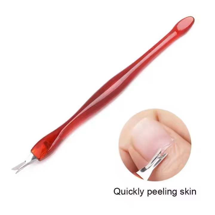 Removedor de piel muerta, empujador de cutina, cuchillo para pulir gel UV arcoíris, herramienta artística de limpieza de uñas de acero inoxidable - 1