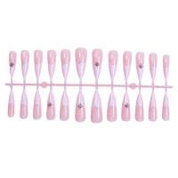 Nuevo rosa francés estrella monts uñas postizas largas puntas rosa francés degradé estrellas 24 piezas hojas de uñas usables - details 3
