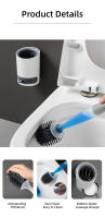 Juego De Cepillo De Inodoro Y Porta Cepillo De Silicona Cepillo De Baño Con Mango Recargable Dispensador Limpia Escobilla Para Inodoro Ecológico - details 2