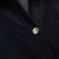 2025, vestido de manga corta con solapa, diseño plisado simple y versátil, vestido de botonadura sencilla, falda larga. - details 3