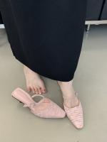 Hada francesa viento punta cabeza bolsa cabeza media zapatillas mujer usando nuevo tacón delgado arrugado zapatillas geniales - details 16