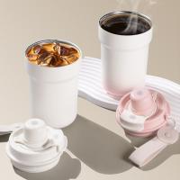 Taza térmica de doble bebida con gradiente, taza aislada al vacío de acero inoxidable de gran capacidad con tapa, Taza de Café Termo - details 7