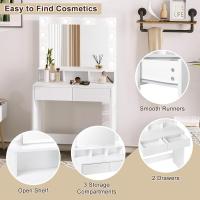 Tocador de Maquillaje Moderno con Luz LED y Espejo Grande Mueble de Dormitorio con 2 Cajones y 3 Compartimentos Abiertos - details 3