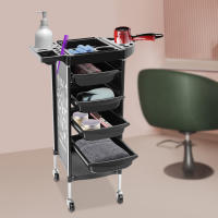 Carro de salón con 4 cajones lisos para salones de uñas, instalaciones médicas, peluqueros, clínicas para mascotas, PP negro 37*34*88cm/14,57*13,39*34,65 pulgadas - details 0
