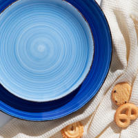 Vancasso BONITA vajilla azul de 18 piezas, juego de platos de cena, platos de sopa, platos de postre, servicio de barro para 6 personas - details 12
