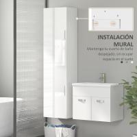 Pared Estrecho Estantes Ajustables y 2 Puertas Morno Espacio Pequeño 40x30x160 cm Blanco - details 5