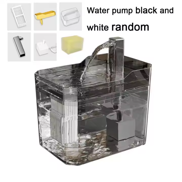 Dispensador de agua para mascotas de 1,5 l, bebedero inteligente transparente para mascotas, bebedero de flujo de agua viva con bomba, filtro automático, bebedero para gatos, cuenco para el hogar - 1