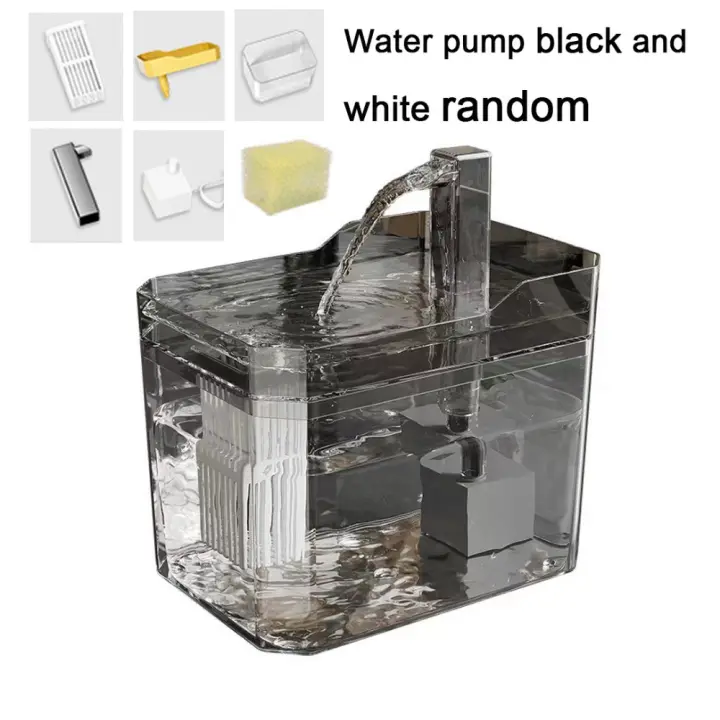 Dispensador de agua para mascotas de 1,5 l, bebedero inteligente transparente para mascotas, bebedero de flujo de agua viva con bomba, filtro automático, bebedero para gatos, cuenco para el hogar - 1