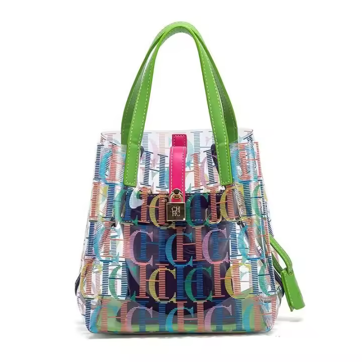 Mochila de Lujo Leten Diseño Creativo de Bolso Madre Transparente Tendencia de Bolso de Hombro para Mujeres Lining de Cuero Exterior de PVC/Vinilo - 1
