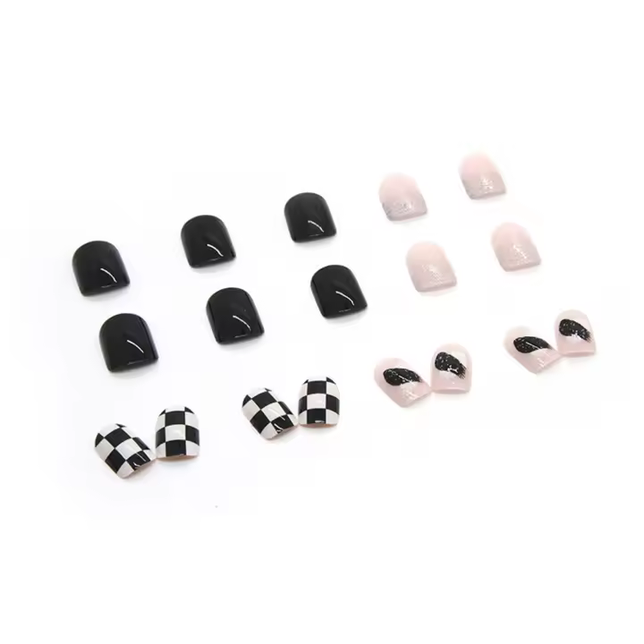 Uñas artificiales postizas duraderas para dedos, uñas negras frescas para usar, bricolaje en casa - 1