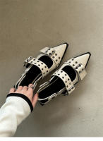 Zapatos Mary Jane estilo francés con punta en punta, zapatos retro de tacón medio grueso - details 0