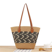 2025 nueva bolsa de mano de gran capacidad a rayas bolsa tejida a mano con textura Premium bolsa de hombro versátil para vacaciones - details 11