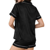 Conjunto de pijama de seda sintética para mujer, ropa de estar brillante, cárdigan, pijama de satén con solapa - details 15