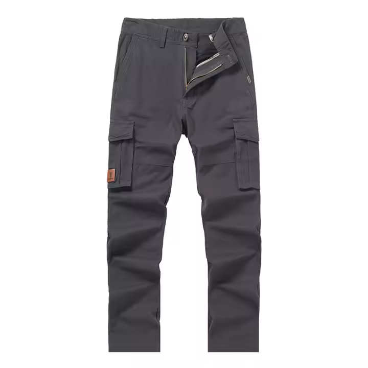 Pantalones cargo de algodón grueso con bolsillos para hombre, rectos, informales, - 1