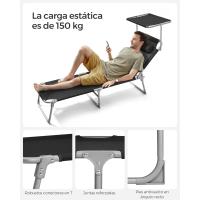 Silla de Sentado al Aire Libre Ajustable Plegable, 193 x 53 x 29 cm, Capacidad de 150 kg, con Parasol, reposacabezas, Respaldo - details 33