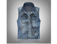 Chalecos vaqueros rasgados para hombre, ropa sin mangas, estilo retro, algodón, otoño - details 1