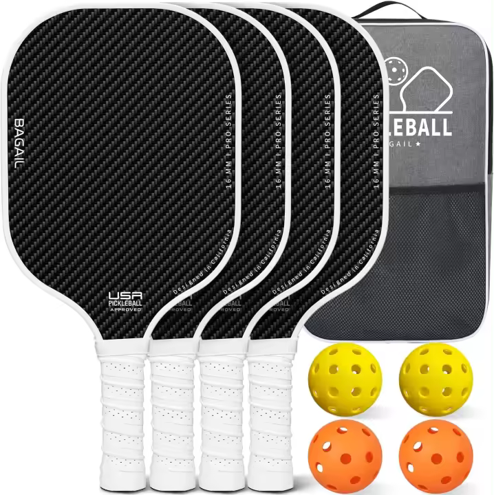 Paletas de Pickleball, Raquetas de Pickle Ball con 4 Pelotas de Pickleball, Ligeras, Alta Absorción de Impactos, Ergonómicas, Adecuadas para Juegos de Pelotas de Todos los Niveles - 1
