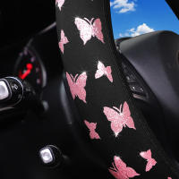 1 funda para volante antideslizante impermeable de tela brillante con mariposas y purpurina para 14,5-15 pulgadas - details 1