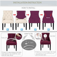 Funda para silla de comedor a cuadros, protección envolvente, poliéster, Hotel, cocina, boda - details 2
