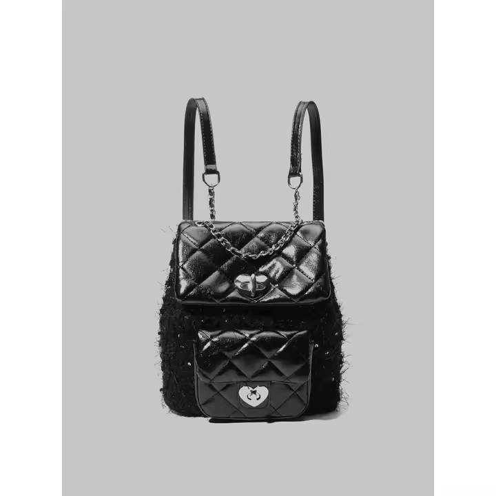 Bolso mujer 2025 nueva dulce hija Xiaoxiangfeng mochila saliendo versátil mochila portátil bolsa de cadena de diamantes - 1
