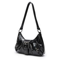 Bolso Cruzado Retro Vintage Y2K Bolso de Mano Ajustable con Cierre de Cremallera, Estichado Acolchado, Marrón Profundo/Negro, Hecho a Mano de Guangzhou - details 7