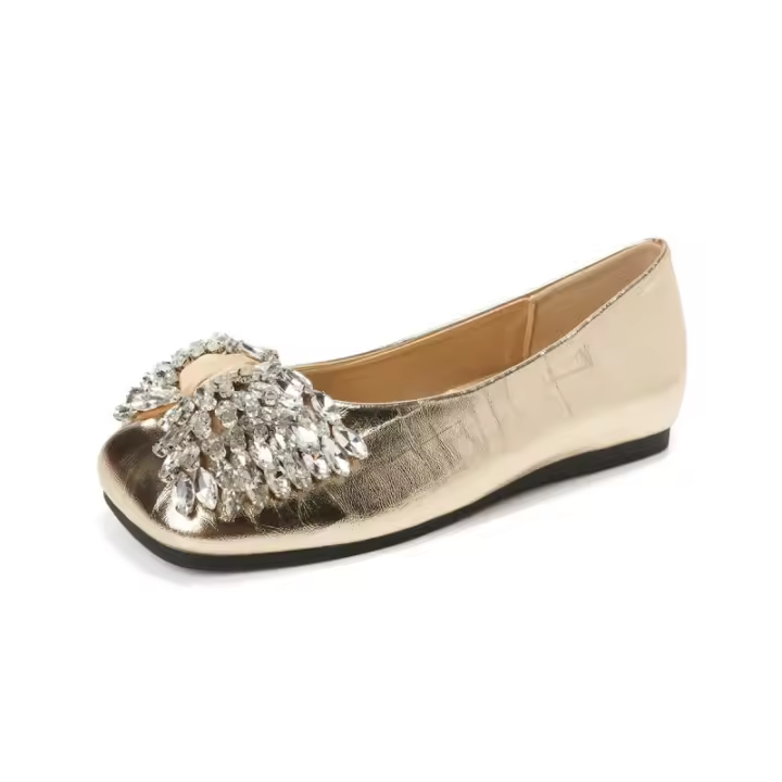 Zapatos plateados de punta cuadrada francesa para mujer, estilo hada de mariposa con boca baja y falda con tacón de aguja. - 1