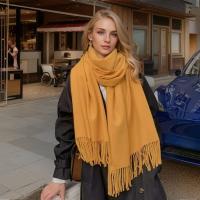 Bufanda de Cachemira de Color liso para mujer, chales gruesos y cálidos de Pashmina con borlas, manta femenina, Hijab, 2024 - details 5