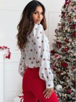 Blusa elegante con borlas para mujer, blusa de manga larga estampada a la moda, tops con botones para - details 6