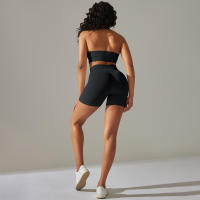Hamidou-Conjunto de Yoga para mujer, pantalones cortos con sujetador, ropa de entrenamiento para correr, ropa de gimnasio, pantalones cortos de cintura alta, Leggings de Fitness, trajes deportivos - details 2