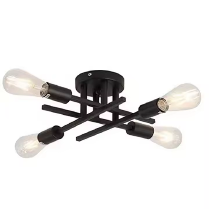 Lámpara de techo americana de estilo Industrial, candelabro semiempotrado para pasillo, sala de estar, sin lámpara - 1