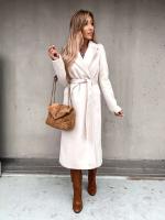 Chaqueta de lana elegante para mujer, Color sólido, manga larga, con vendaje, moda de invierno 2022 - details 7