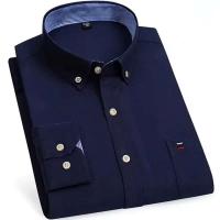 Camisa de manga larga para hombre de primavera y otoño 100% algodón Oxford Stripe Home Casual Large 5XL-6XL-7XL - details 11