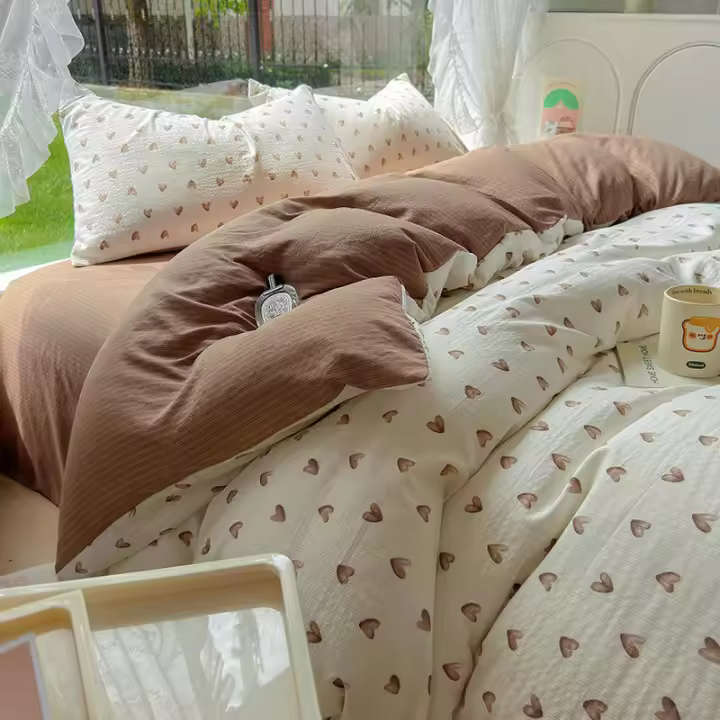 Juego de Ropa de Cama de Algodón Ultra Suave Sábana Ajustable, Funda de Edredón, Pieza Única para Dormitorio Conjunto de Cama de Toda Temporada - 1