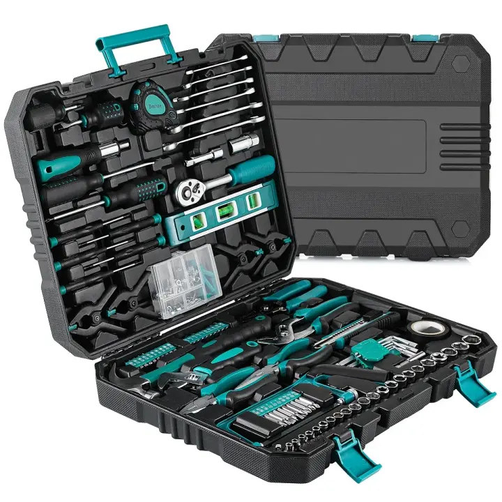 Kit de Herramientas para Reparación del Hogar y del Automóvil Caja de Herramientas de Plástico con 198 Piezas Juego de Herramientas Manuales para el Hogar y el Automóvil - 1