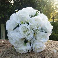 Ramo de flores de seda blanca, alfileres artificiales para novia, accesorios de boda - details 2