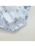 Conjunto de Maternidad Pelele para Bebé con Diadema Mono Floral con Cuello Redondo y Manga Mosca + Diadema para Verano, Azul/Amarillo, 0-24 Meses - details 7