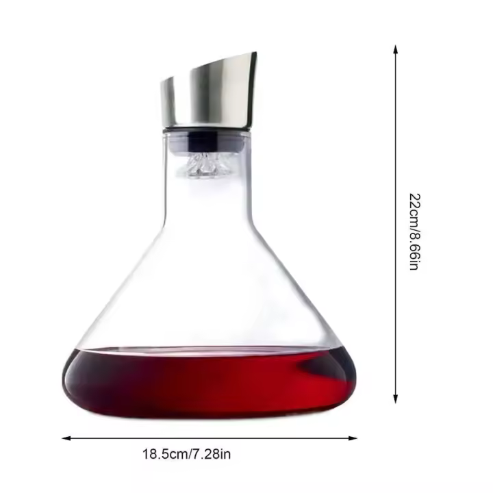 Botella de cristal de 1500ml, con dosificador incorporado, aireador manual para vino blanco y tinto - 1
