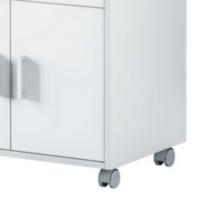 Mueble microondas gris y blanco ruedas